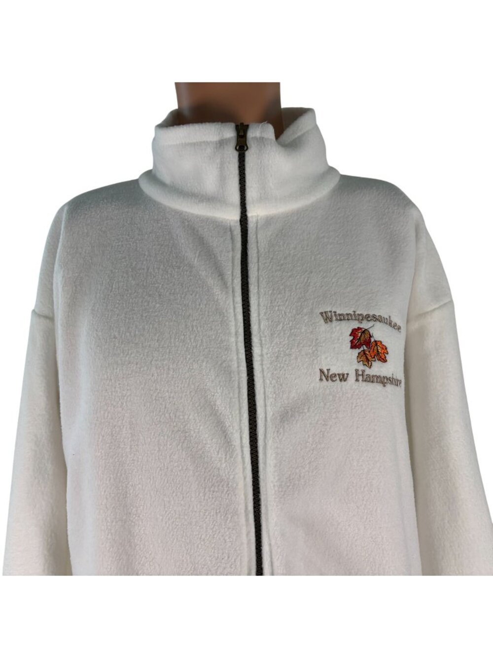 Vintage Lake Winnipesaukee Fleece Jacket Mens 2XL New Hampshire Fall Foliage